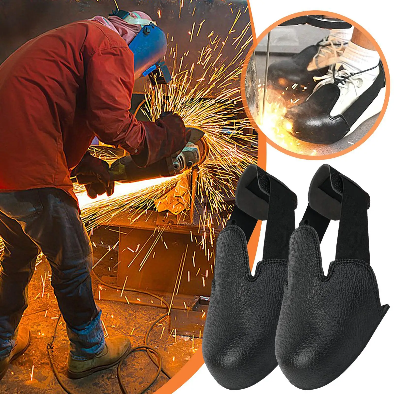 1 pair Smash-proof Labour Safety shoes covers With Elastic Straps Anti-smash Steel-toed toe Protective leather Workplace