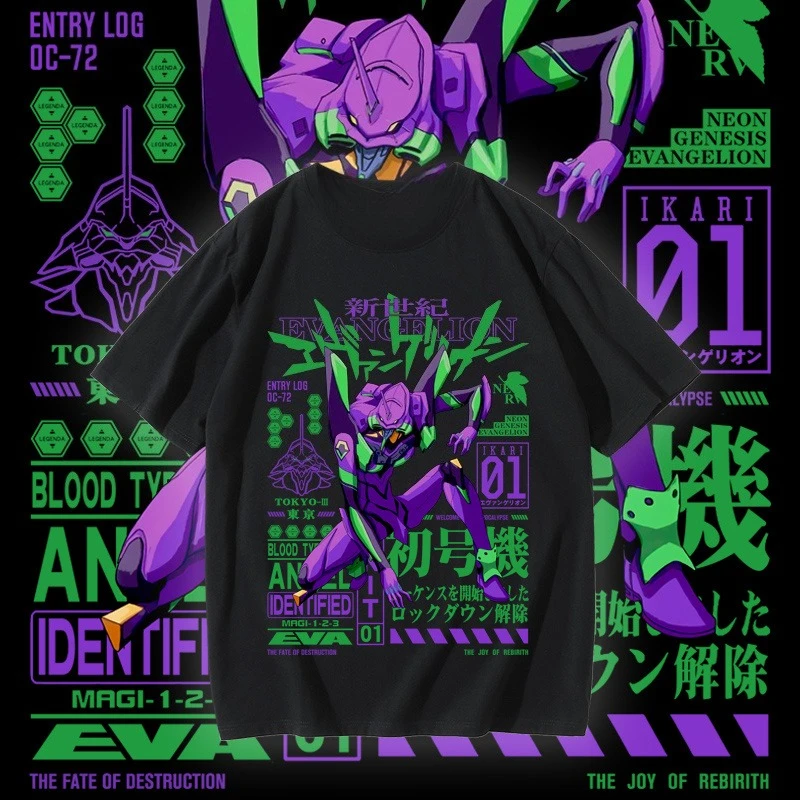 Eva Joint T-Shirt Kurzarm Herren Nr. 1 Maschinen Nr. 2-Maschinen-lose japanische Animation, periphere Schmerzkleidung, halbe Ärmel