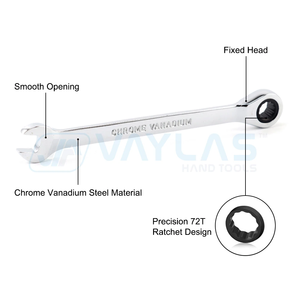 10mm Combination Wrench Fixed Head Ratcheting 72T and Open End High Torque Mirror Polish Spanner Repair Hand Tool