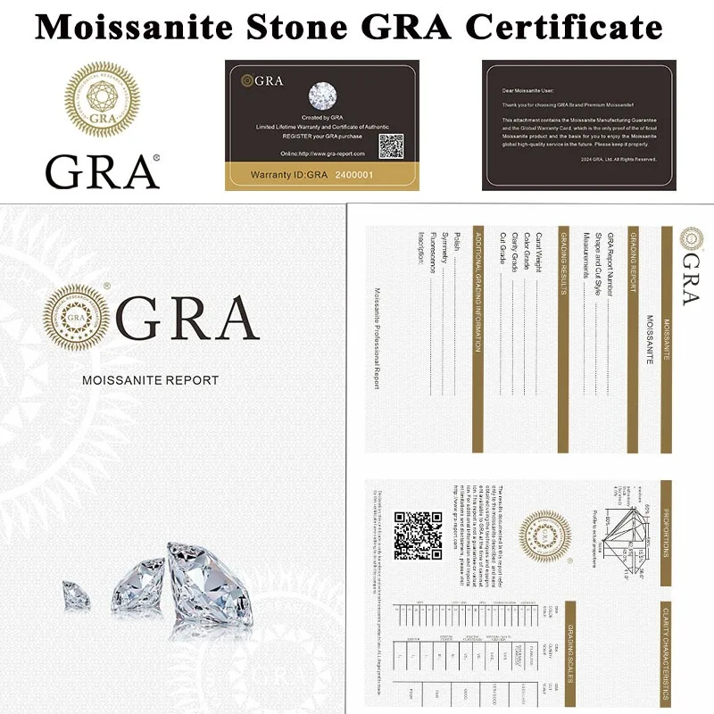 Moissanites Stone Round Cut 3.0mm-11mm Top Quality Eight Hearts and Eight Arrows Moissanite Diamonds Gemstones GRA Certificate