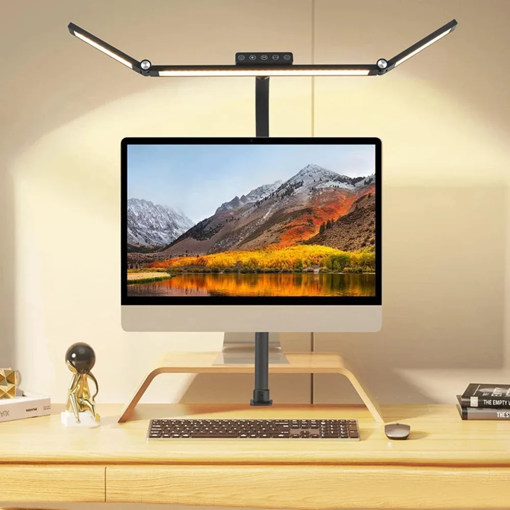 LED Desk Lamp Single/Three Head Stepless Dimming Eye-Caring Reading Lights 3 Color Mode Adjustable PC Home Office Table Lamps