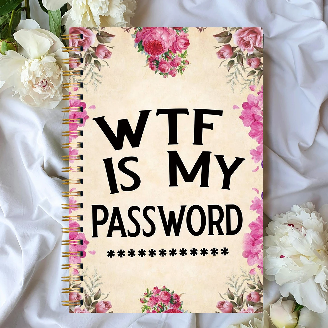 دفتر كلمة المرور مقاس A5، غطاء زهور، منظم بكلمة مرور، دفتر ملاحظات حلزوني لتسجيل الدخول على موقع المستخدم وإدارة كلمة المرور #5