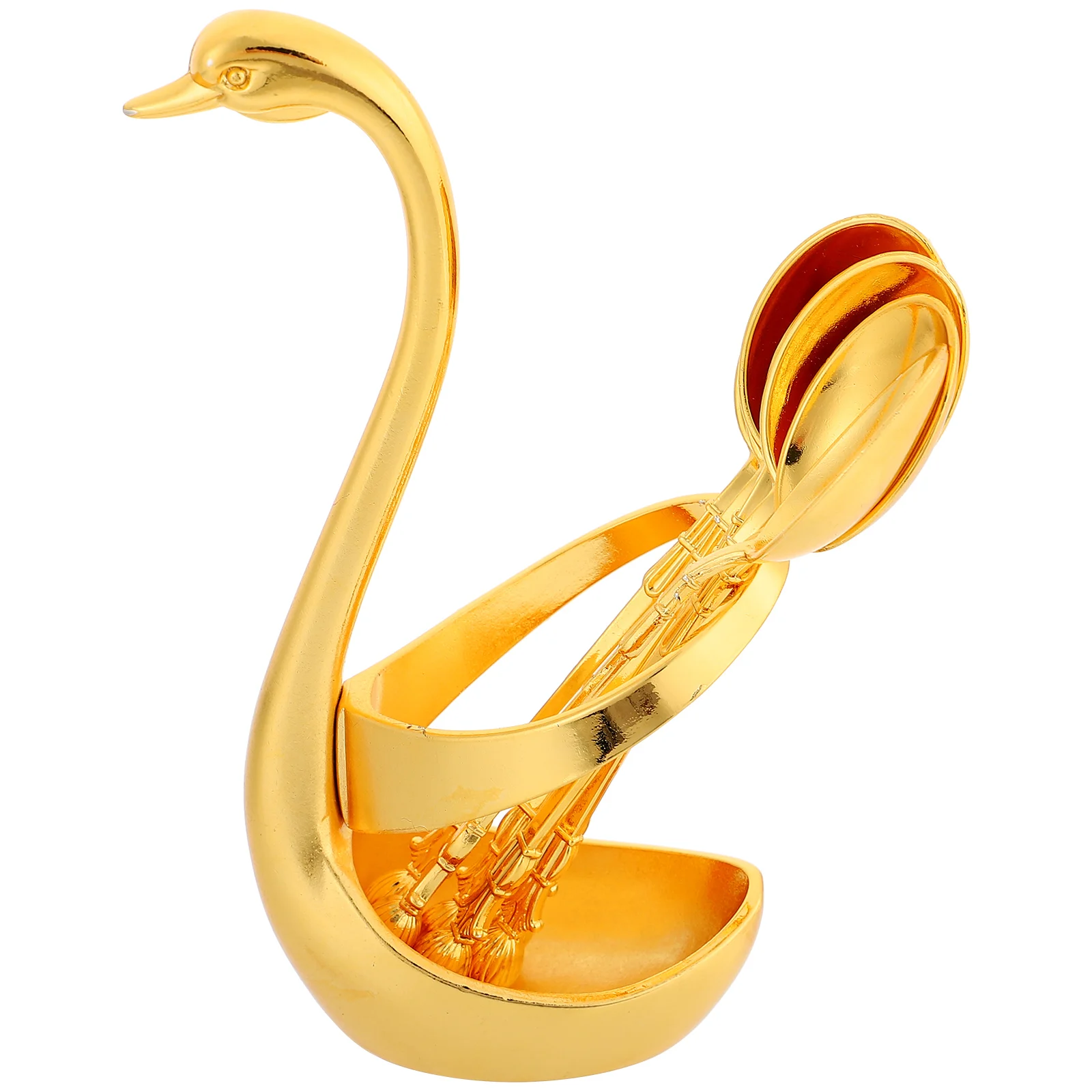 

Coffee Spoon Dessert Set Swan Base Alloy Spoon Holder Cutlery Dinnerware Set Kitchen Bar Utensils Easy Clean Anti Rust