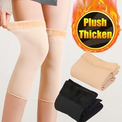 Peluche calzino al ginocchio a prova di freddo inverno donna uomo Sport all'aria aperta compressione Leggings caldi ginocchiera antiscivolo dolore articolare recupero lesioni