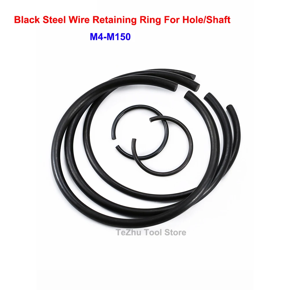 

Стопорное кольцо из черной стальной проволоки M4-M150 GB895 для отверстия/вала, стопорное кольцо, круглые кольца из проволоки, кольцо с застежкой
