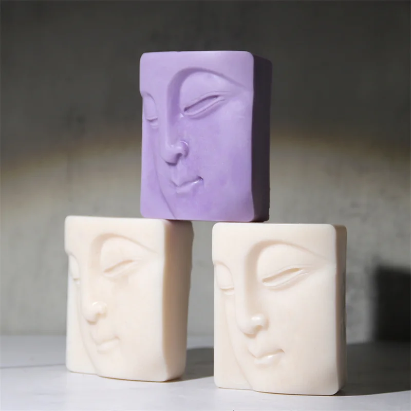 Buddha\'s Face Silicone Soap Mold Handmade Candle Soap Making Supplies DIY Plaster Resin Candle Material Kit Cake Baking Tools