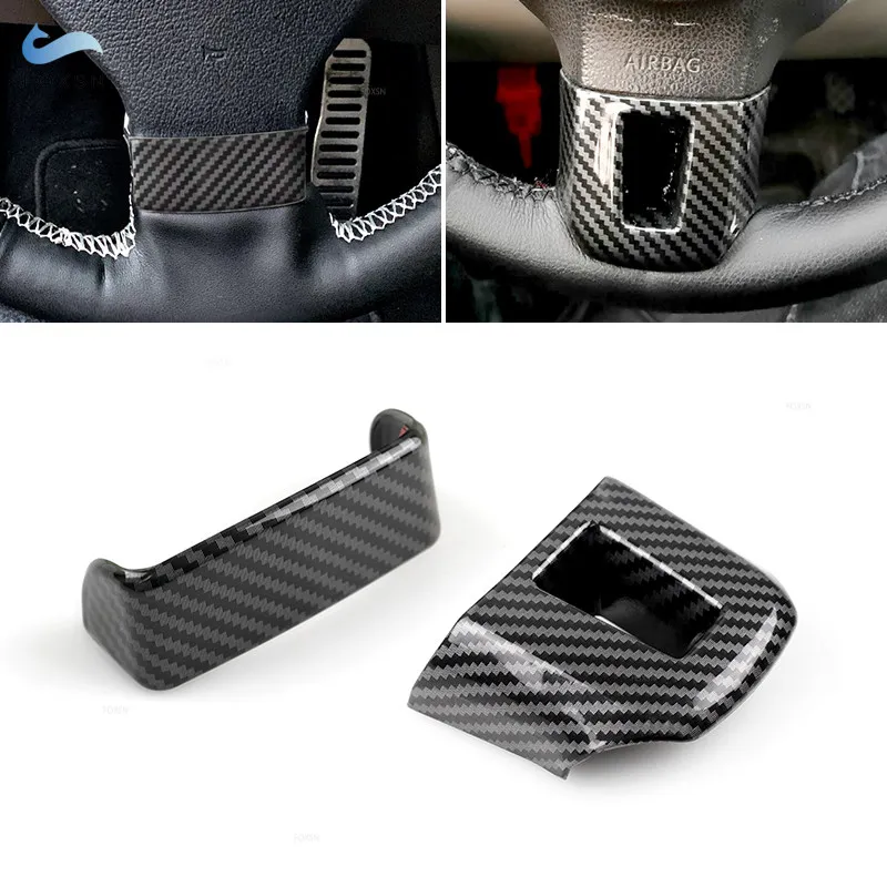 Para VW Golf 5 6 Jetta Bora Polo Passat B6 B7 Touran Tiguan CC textura de carbono Interior cubierta de Panel de volante embellecedor protector