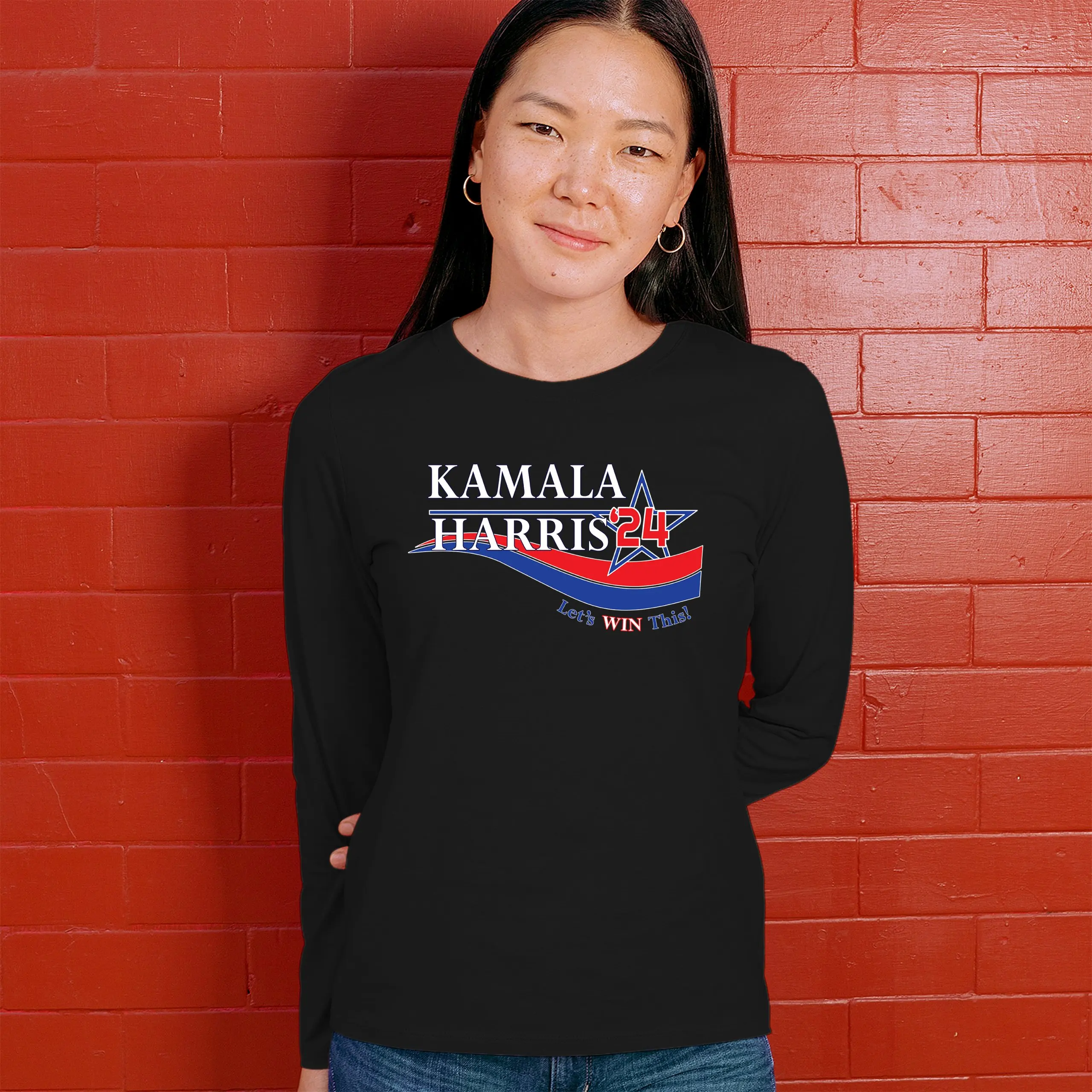 T-shirt à manches longues pour femmes, Kamala Harris 24, Let's P1 This Madam President USA