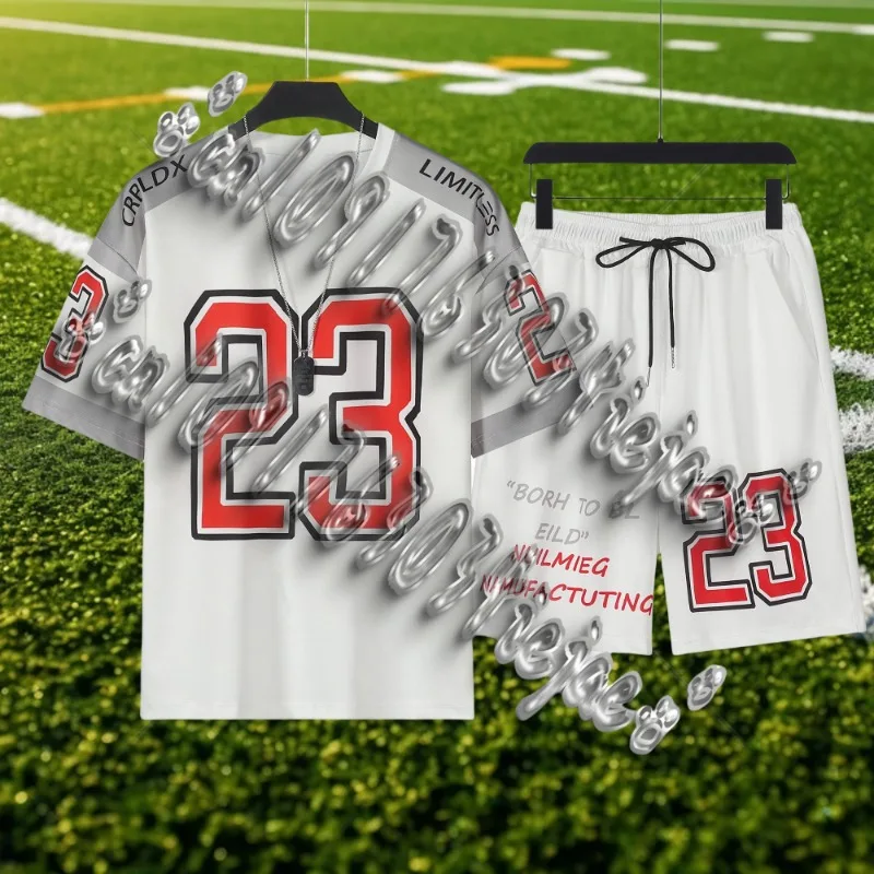 

Летний мужской спортивный костюм, высококачественные дышащие баскетбольные футболки и шорты, комплект из двух предметов, 23, комплект из джерси, мужская одежда, новинка 2024 года