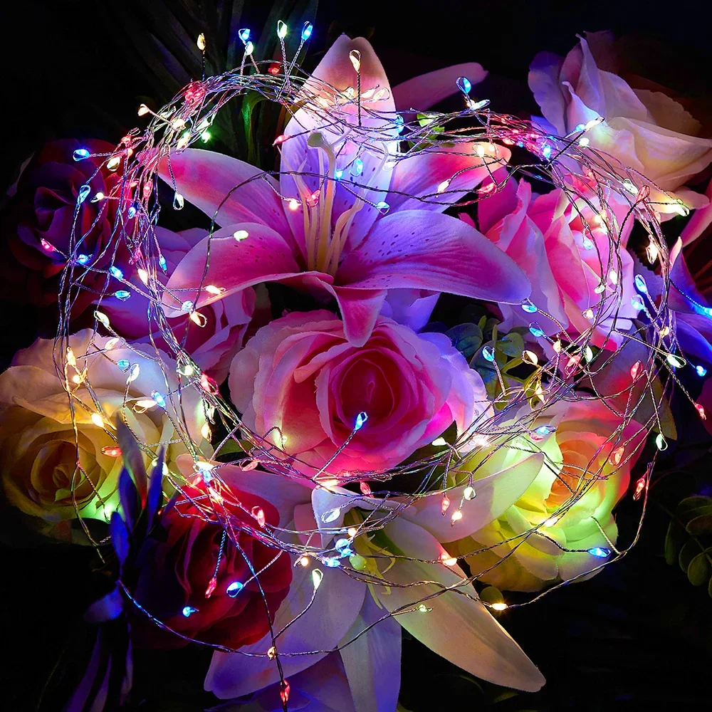 USB Remote 8 Modes Christmas Tree String Lights Waterproof Firecracker Fairy Garden Lights for Party Wedding Holiday Decoration