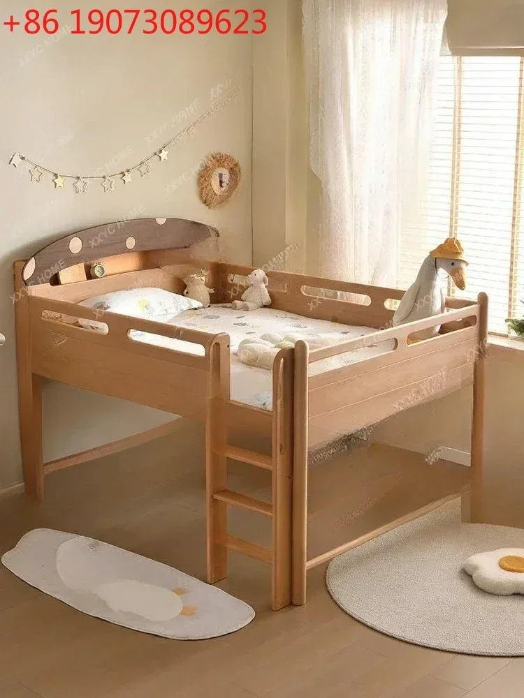 Short-Written Solid Wood Semi-High Bed Beech Medium And High Bed Children's Bed