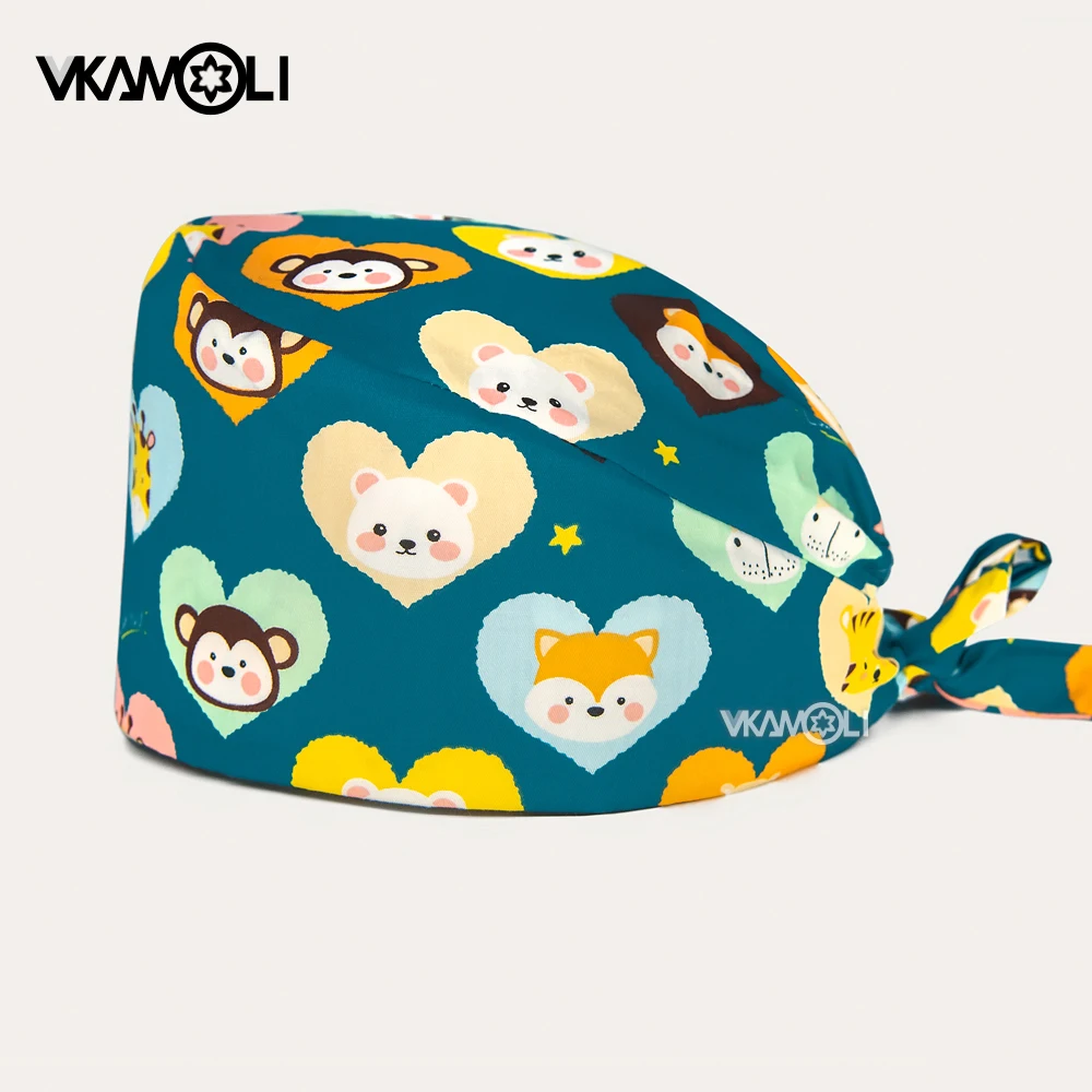 

wholesale dust breathable surgery cap cartoon nurse medical hat scrub caps pet shop nursing cap Pet veterinary hat nursing hat