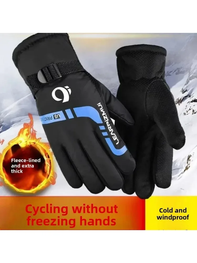 AliExpress NONE Winter Warm Velvet Cycling Gloves,Windproof Waterproof Cold‑Resistant Cotton Gloves for Outdoor Motorcycle Riding &Takeaway Work