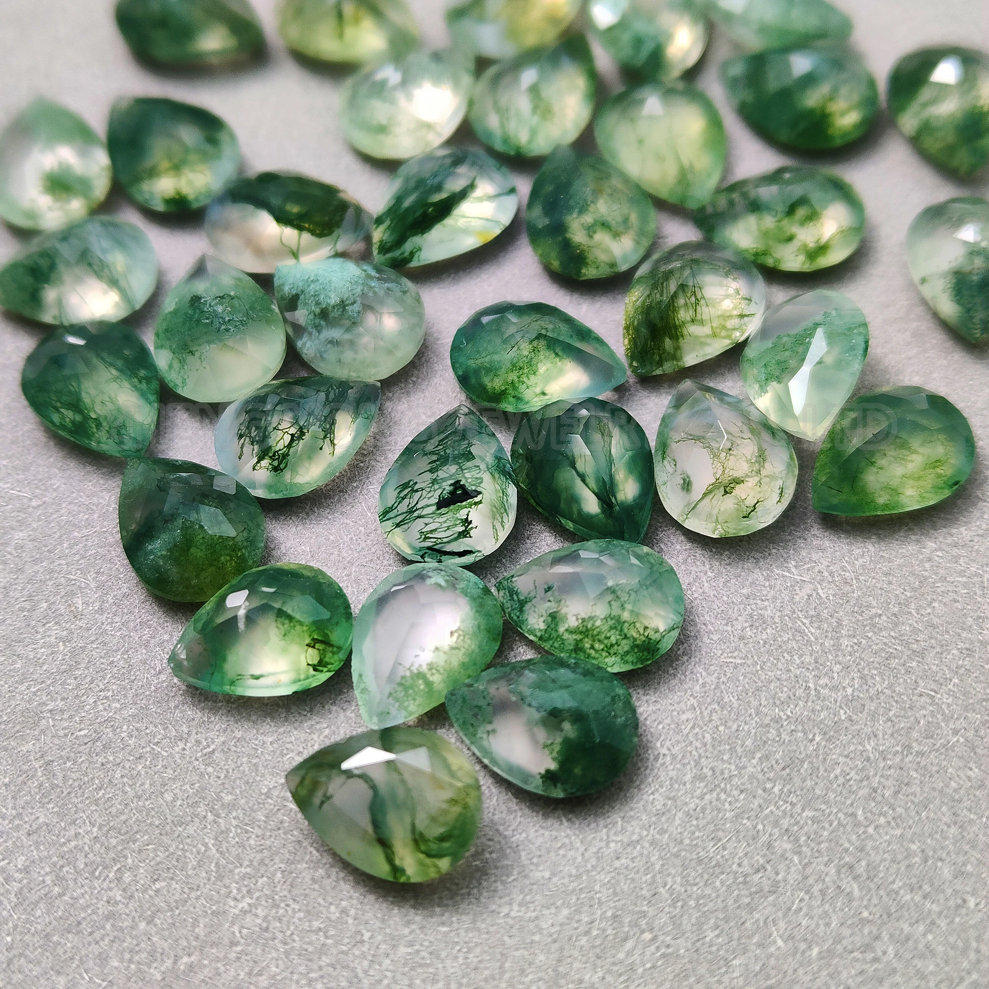 Moss Agate Gemstone Beads for Jewelry Making Teardrop Shaped Natural Diamond Gems for Crafting