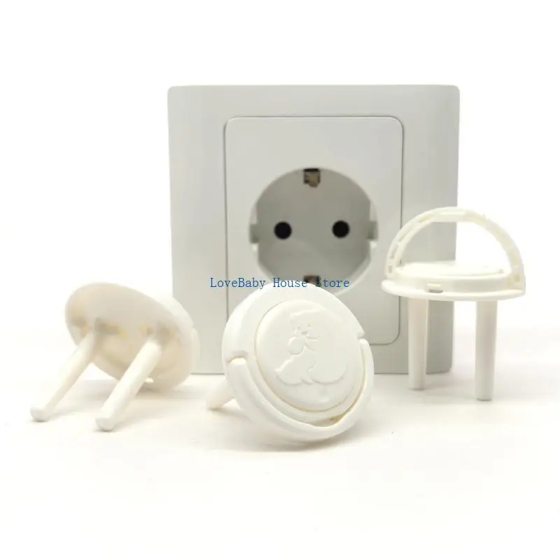 BX0D 10 Buah/Set Penutup Soket Listrik Tahan Bayi 2Pin Penutup Steker Soket UE dengan Desain Pegangan Tak Terlihat untuk Anak
