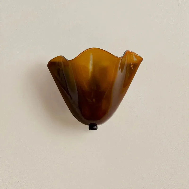 LED French Colored Skirt Hem Glass Wall Lamp Retro Shell Living Room Decoration Light Bedroom Bedside Atmosphere Lamp