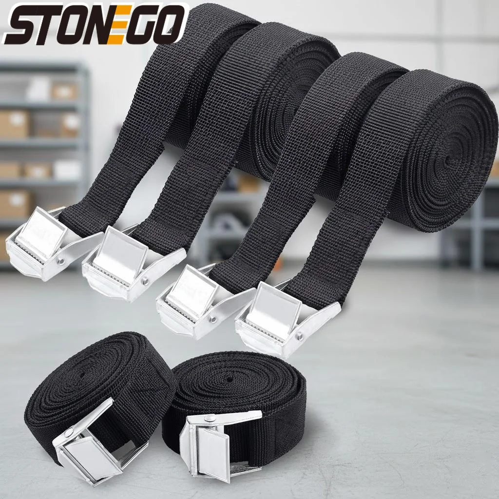 Durable Heavy Duty Nylon Car Cargo Tie Down Straps with Zinc Alloy Ratchet Buckle for Luggage Trucks Motorcycles