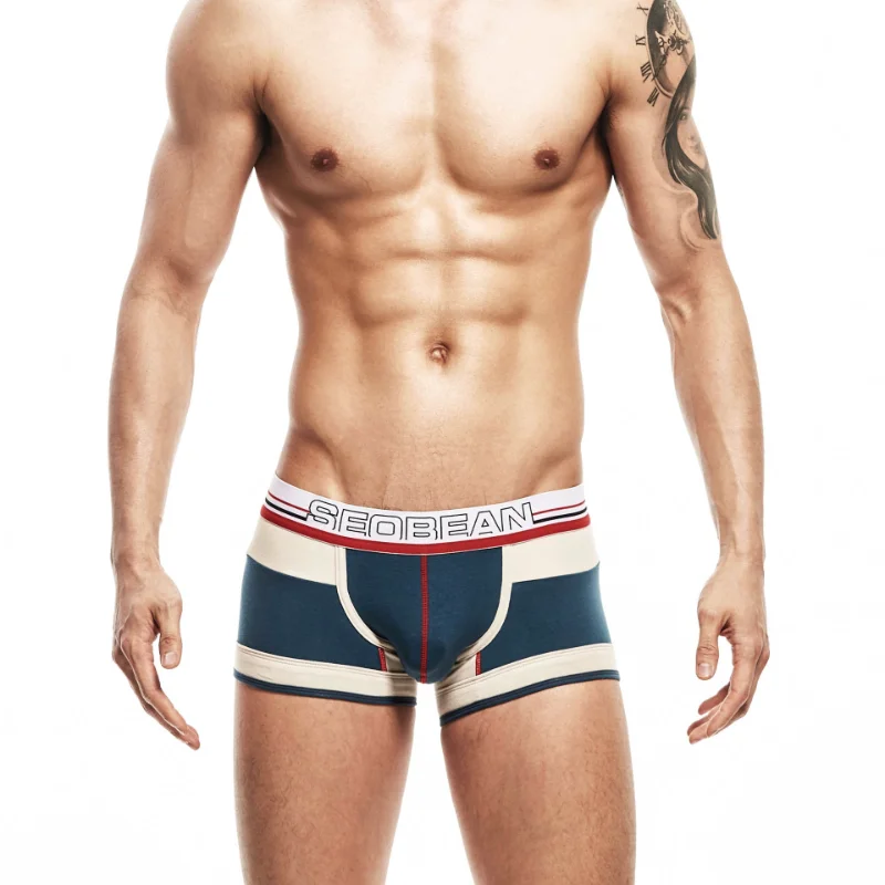 

Men's Boxers Underwear U Convex Pouch Panties Fashion Color Matching Boxer Low Waisted Lingerie High Elastic Bikini Slip Homme