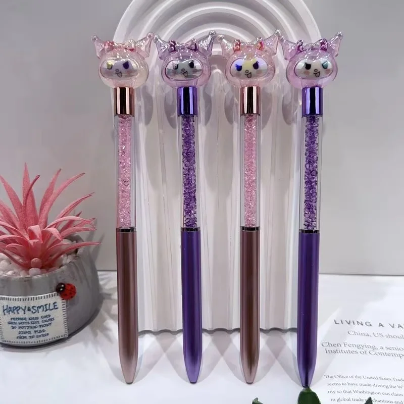 24pcs Sanrio Cartoon Kurome Colorful Crystal Gel Pen Animation Shiny Diamond High Value Signature Pen Student Stationery Gift