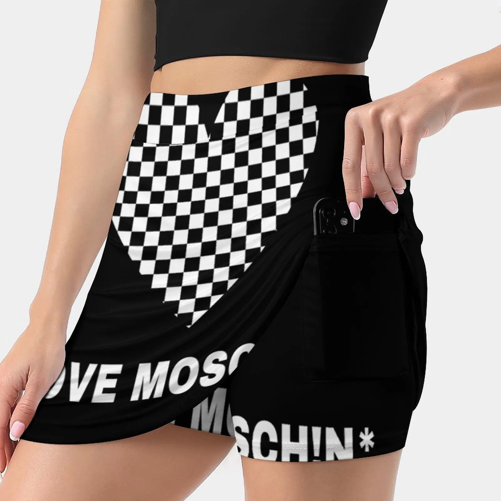 Love Mosch!N * Trending Fashion Skirt Summer Printed Women Sport Skirts Double-Layer Athletic Meme Love Racing Racing Flag