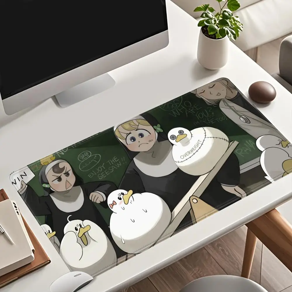 

Cartoon Duck Mouse Pad Cute XXL Gaming Mousepad Rubber Base with Stitched Edge Non-Slip Desk Pad Computer Large Desk Accessories