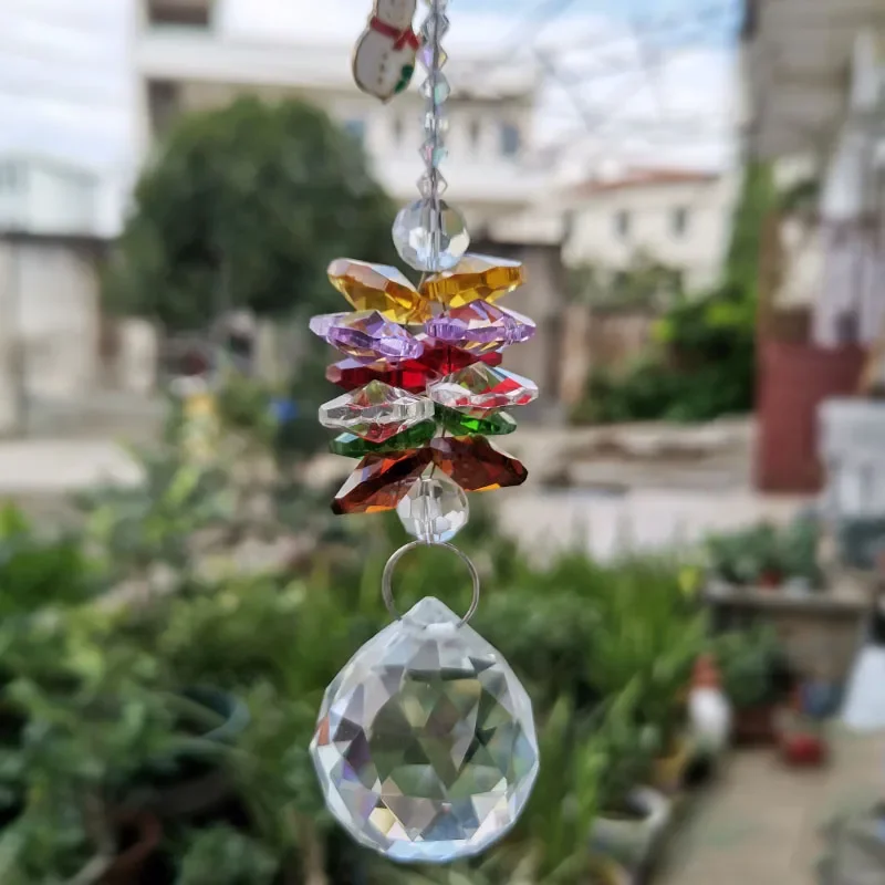 Crystal Suncatcher Faceted Ball Prism Chandelier Octagon Beads Hanging Ornaments Home Wedding Decoration Figurine Xmas Gifts