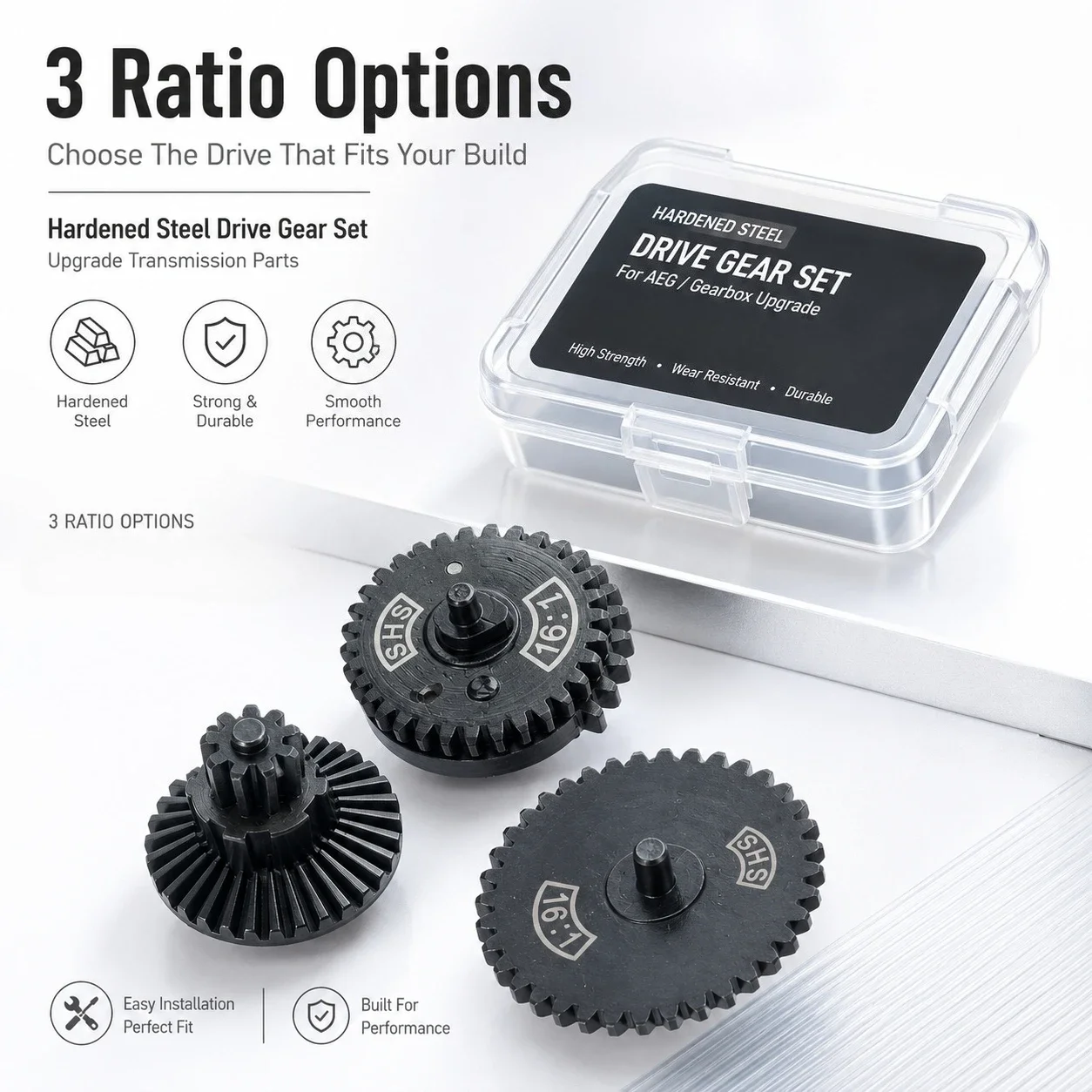 Durable Steel Cut Metal Transmission Gear Set 13:1/16:1/18:1 Spare Components Gen8 Gen9 Gen10 V2 Gearbox