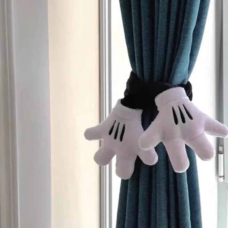 Disney Mickey Palm Curtain Clasp Plush Elastic Band Tiebacks Cartoon Curtain Clip Holders Anime Kidroom Room Curtain Home Decor