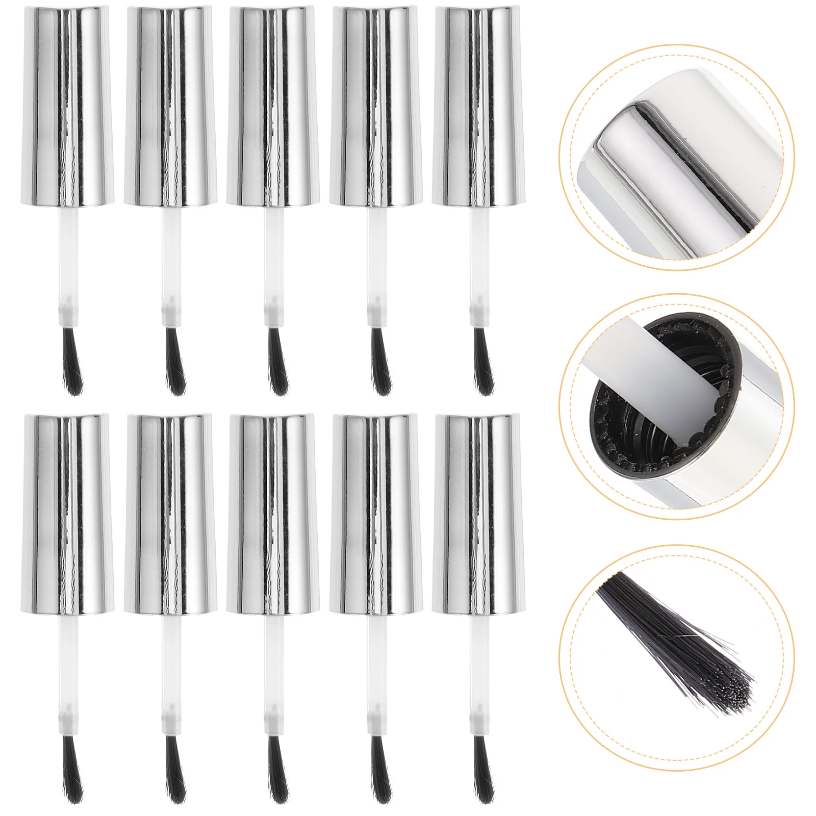 

10 Pcs Nail Gel Polish Brushes Bottle Replacement Caps Mechanical Plastic Rayon for Bottles Hair