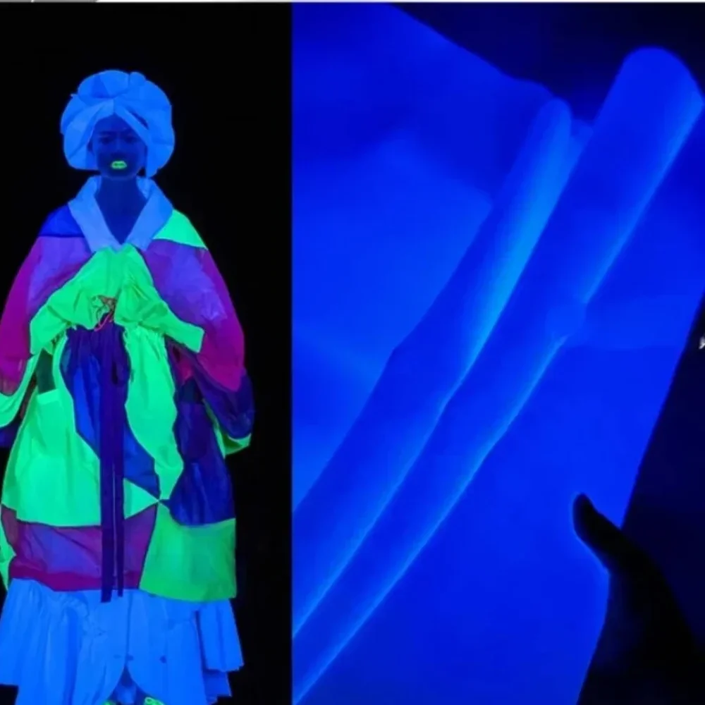 Photosensitive Fabric Color Change Night Glow Turns White To Blue Windbreaker Designer Apparel Sewing Fabrics Diy Cloth