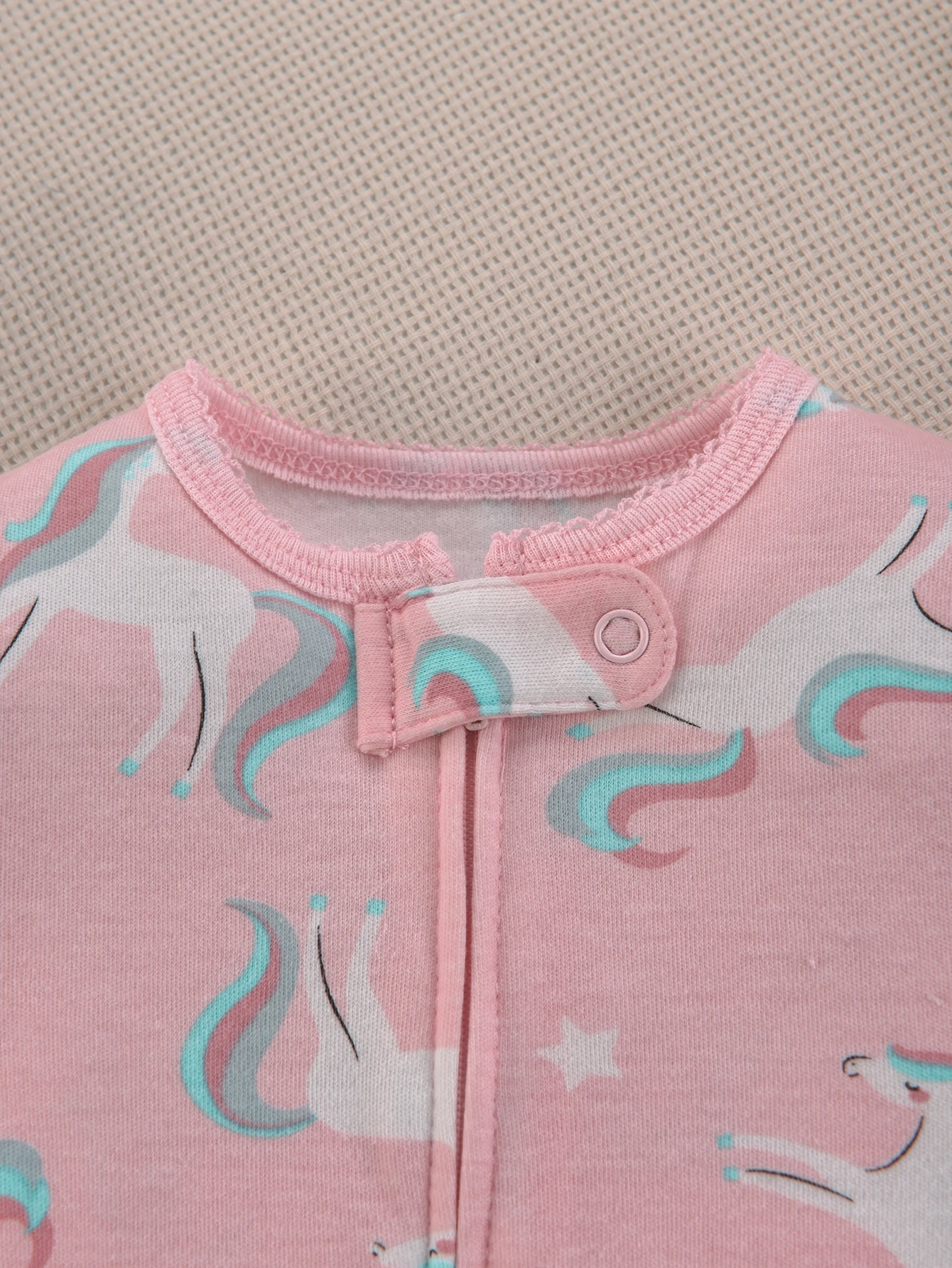 6-24 Monate Kleinkind Mädchen Doppelseitiger Baumwoll-Reißverschluss-Strampler Gestreifter Cartoon-Druck Tier-Stickerei Overall Ganzjahres-Babykleidung – Detail 5