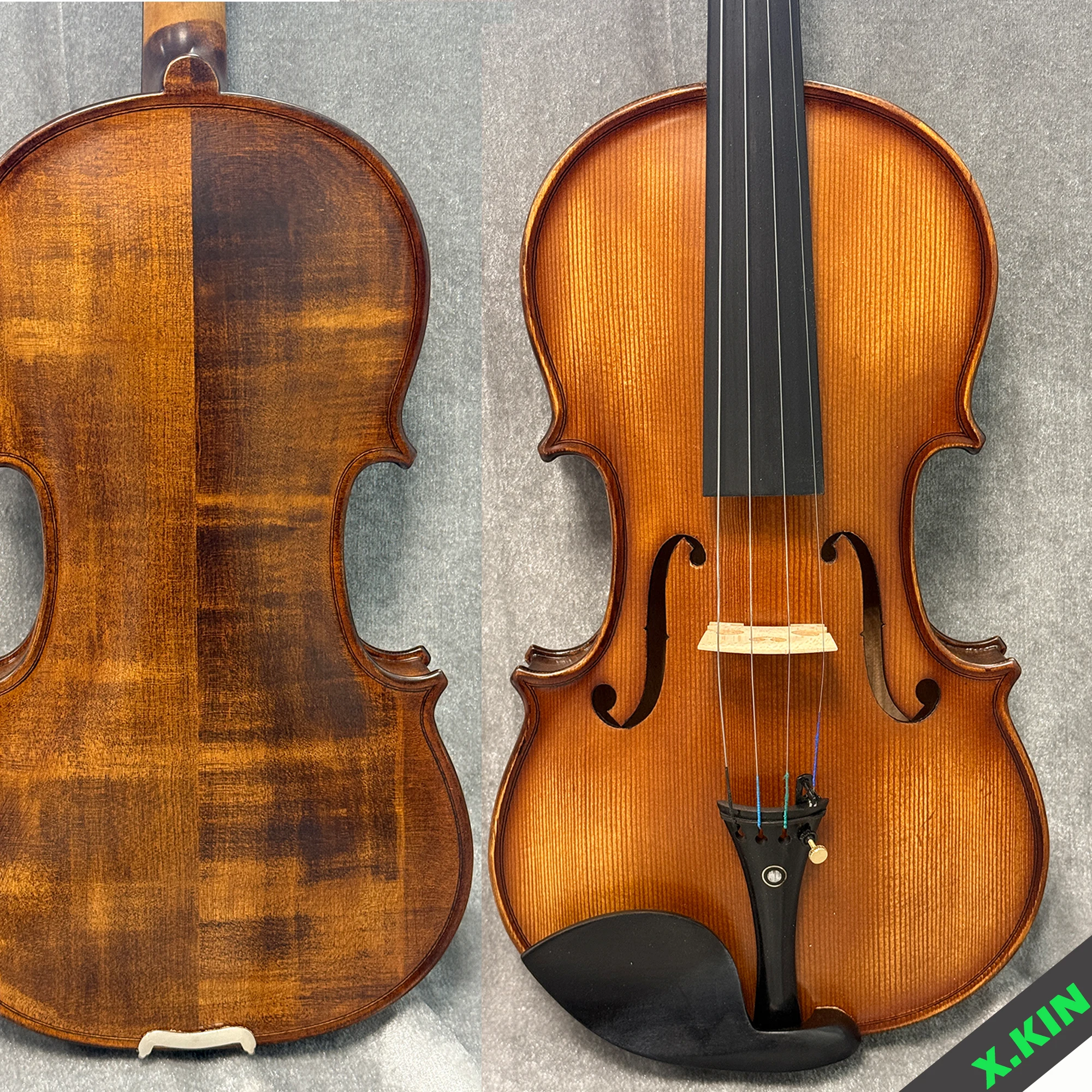 Handcrafted Matte 4/4 Violin, Solid Wood Fiddle with Ebony Accessories, Perfect for Students & Adult Learners
