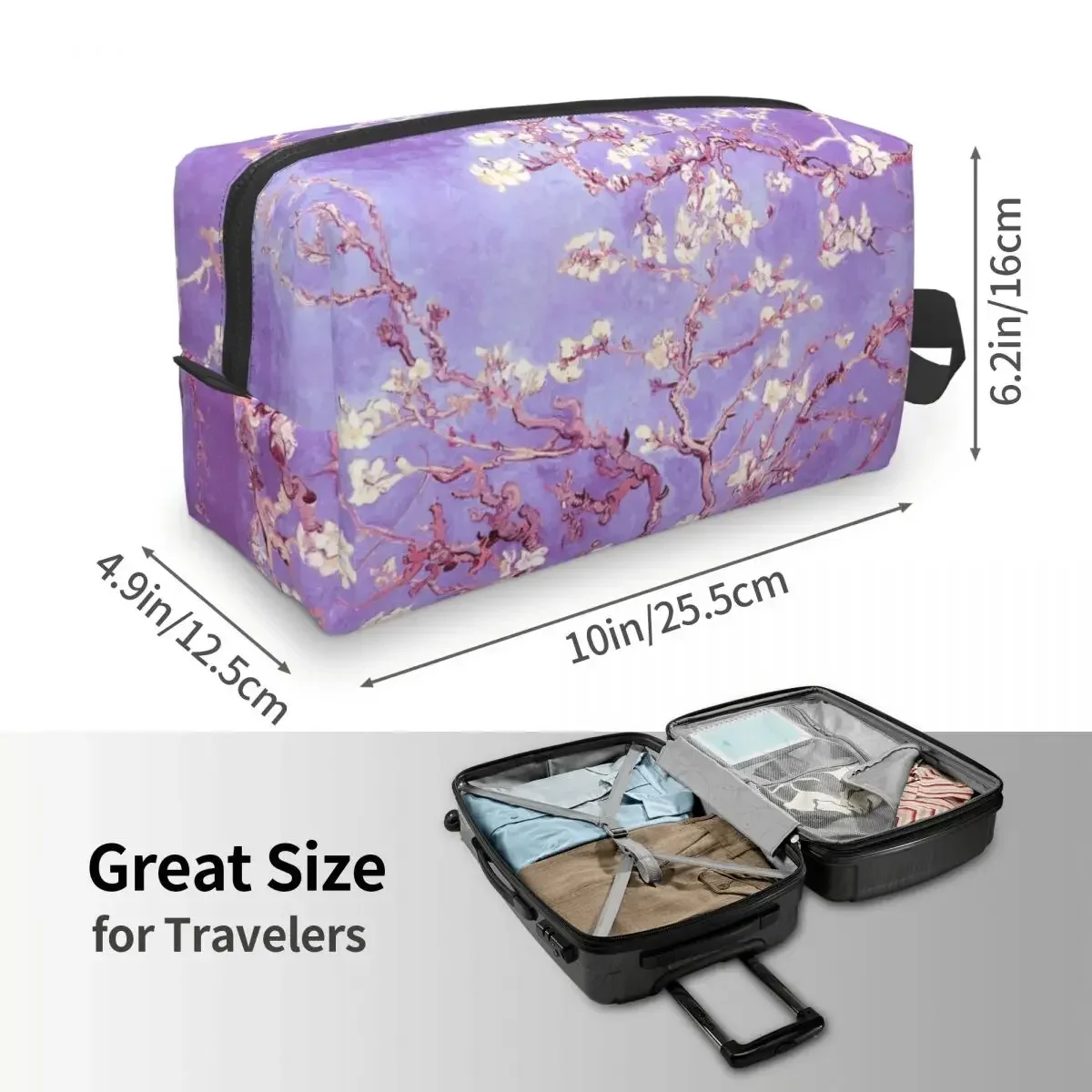 Travel Vincent Van Gogh Almond Blossoms Lavender Violet Toiletry Bag Flowers Makeup Cosmetic Organizer Storage Dopp Kit Case