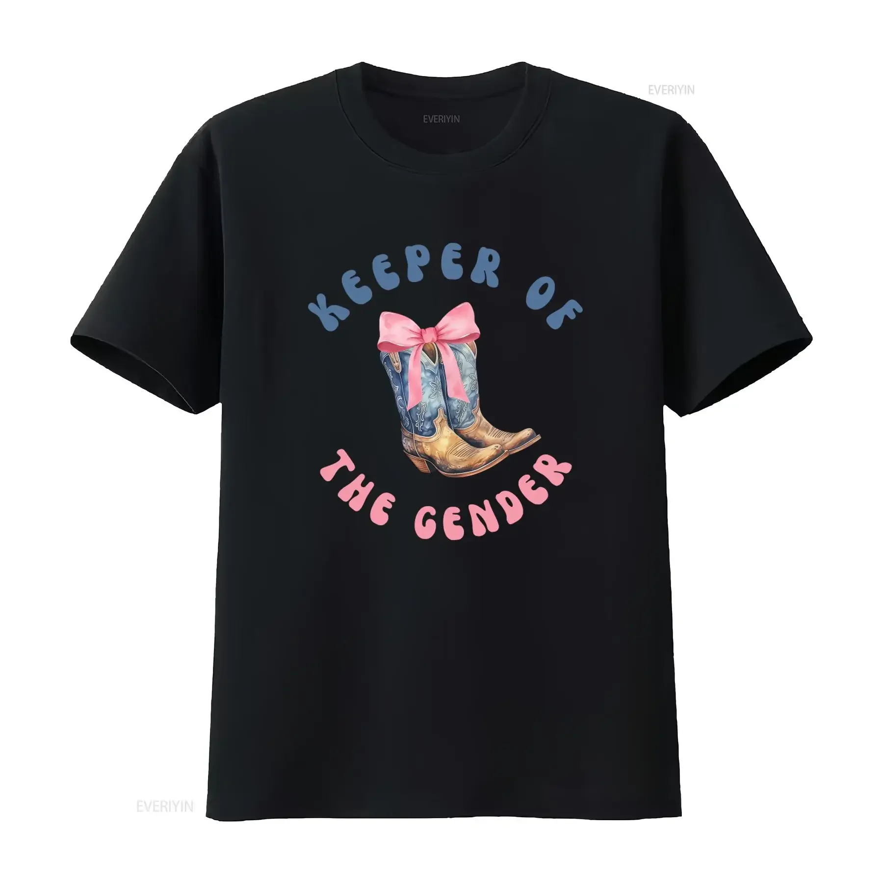 Keeper Of The Gender T Shirt Stylish Boots With Bow Design Perfect For Rodeo Baby Shower Ideas vintage Washed streetwear