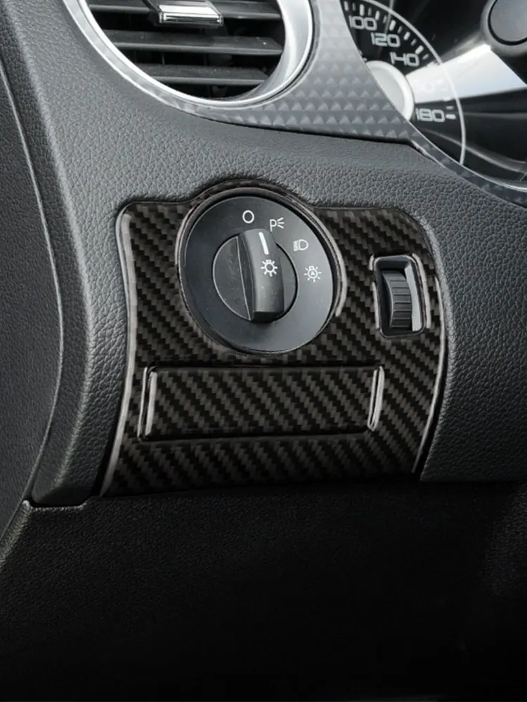 Car Interior Accessories Headlight Switch Panel Frame Trim Soft Carbon Fiber For Ford Mustang 2009 2010 2011 20121 2013