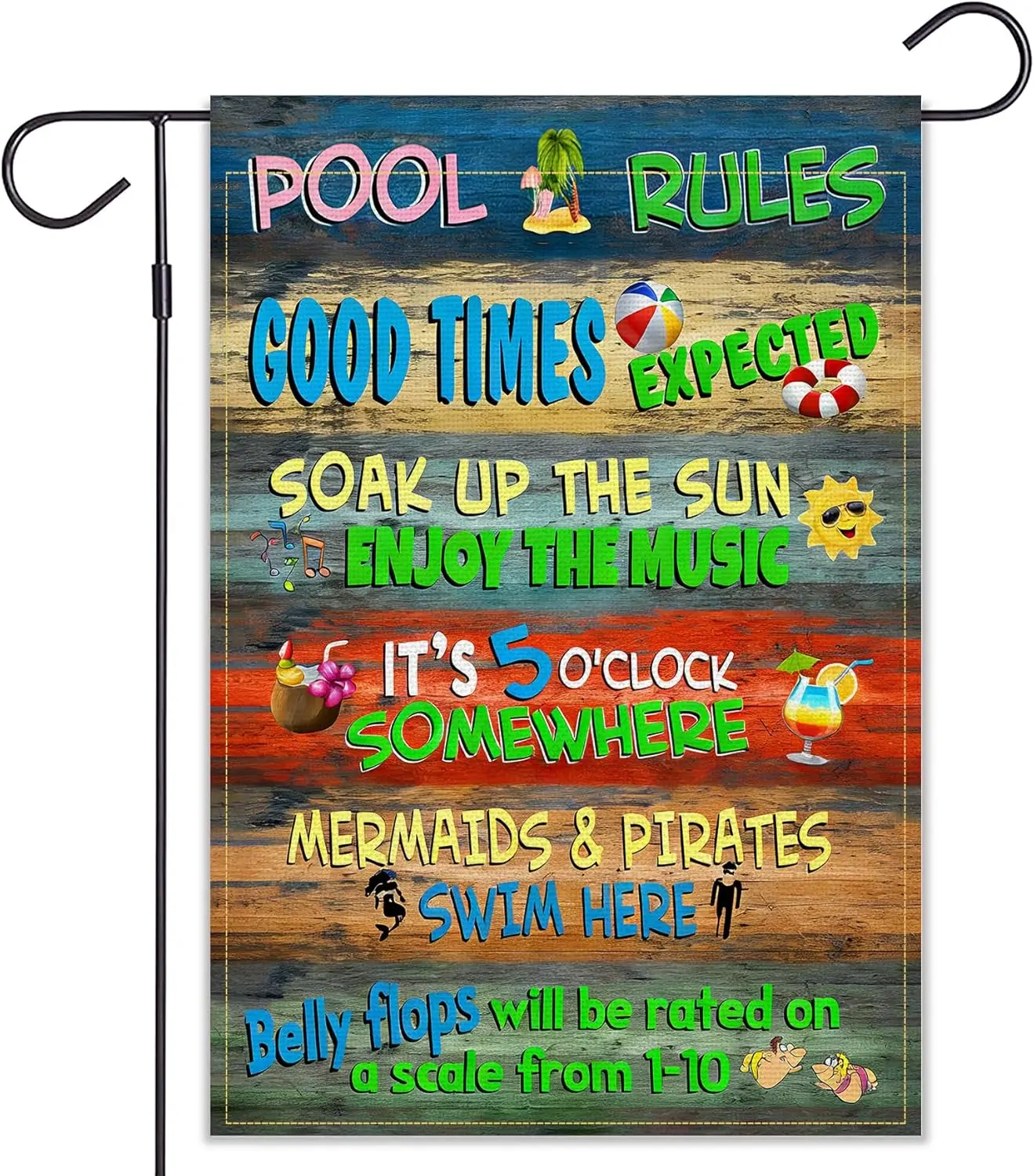 Balgardekor - Bandera de jardín con diseño de vida mejorada en la piscina, vertical, de doble cara, de arpillera, para verano, decoración de jardín, decoración del hogar (POOL R PPZ)
