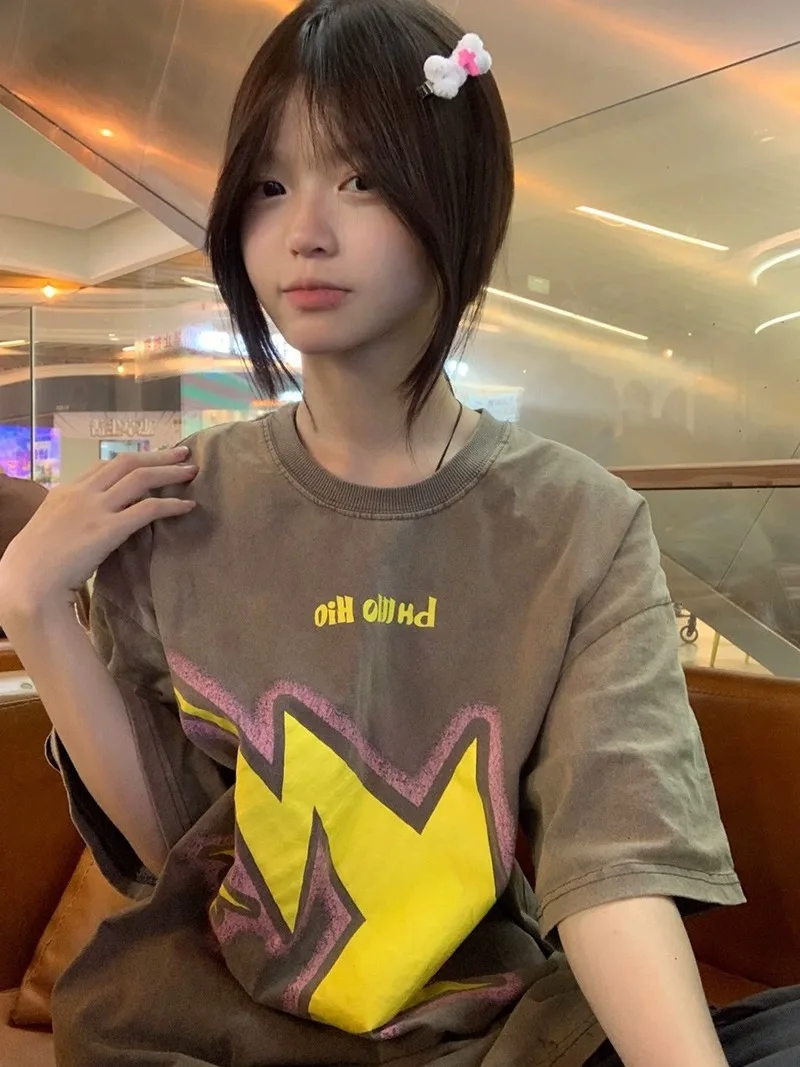 

Short Sleeve T-Shirts Womens Gothic Floral Oversized Tops Comfortable Loose Fit Breathable Daily Feminine Summer Casual Wear