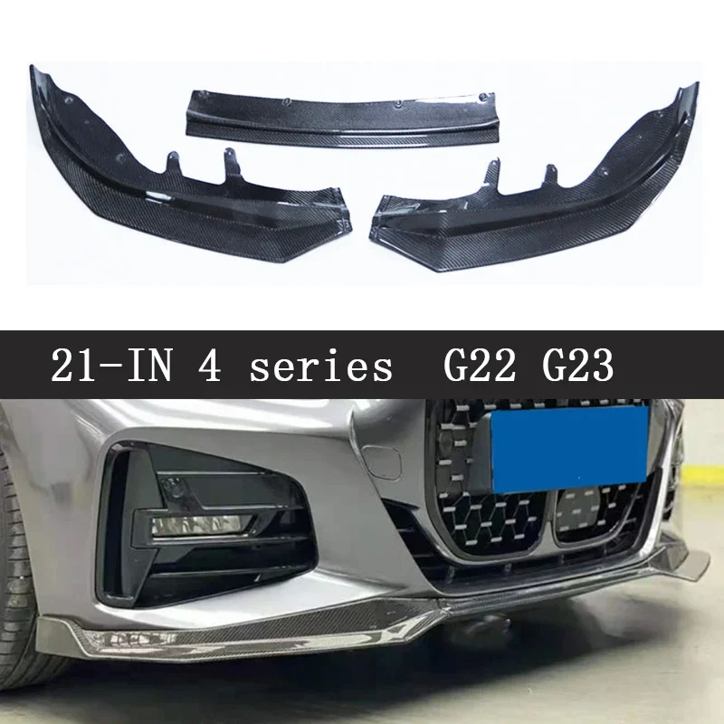 For BMW 4 Series G22 G23 Carbon Fiber  Front lip Car Front Bumper Diverter Spoiler Diffuser Front lip chin upgraded body kit