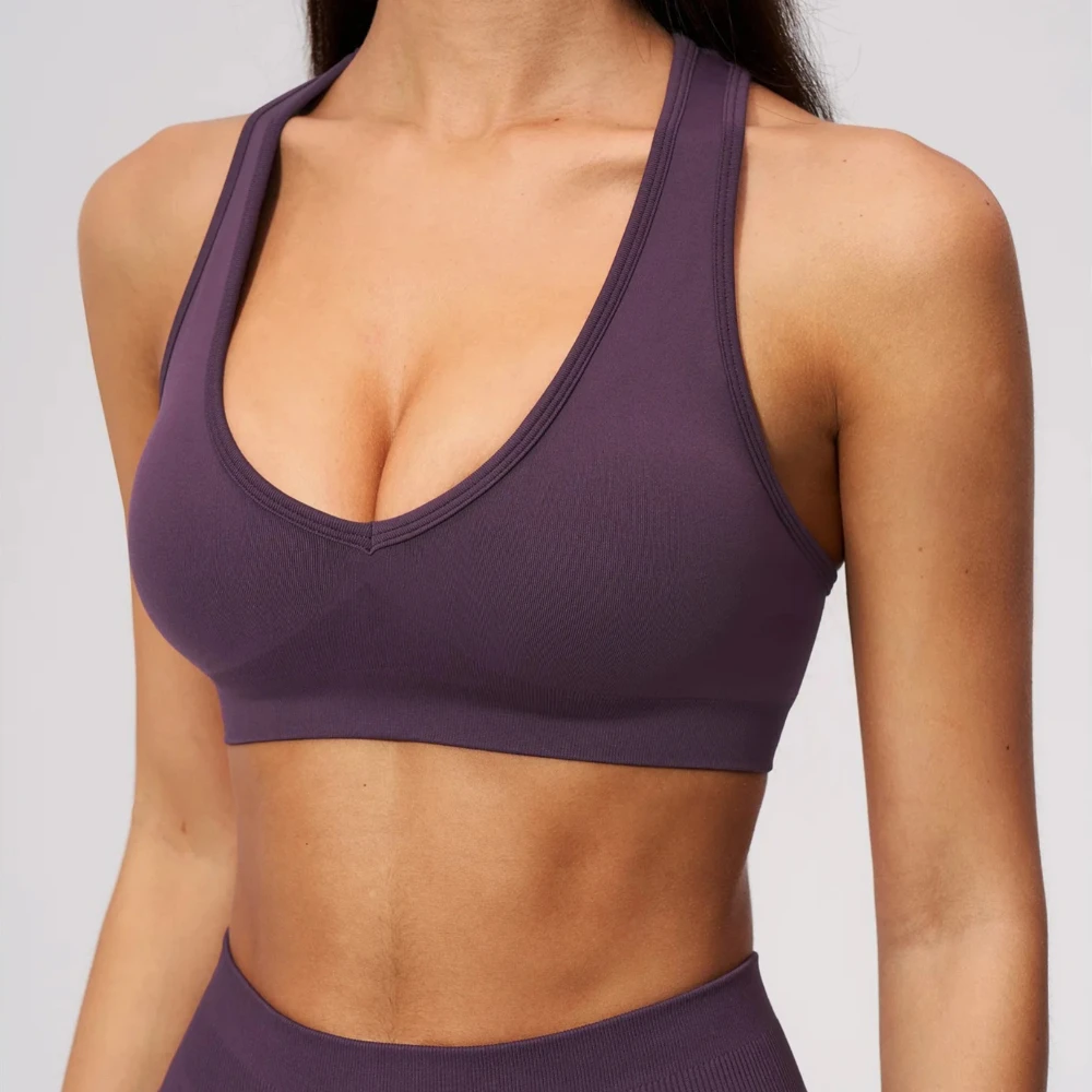 Seamless Sports Bra High Strength Yoga Underwear Women Gym Tops Running Exercise Backless Bra High Support Fitness Workout Bras