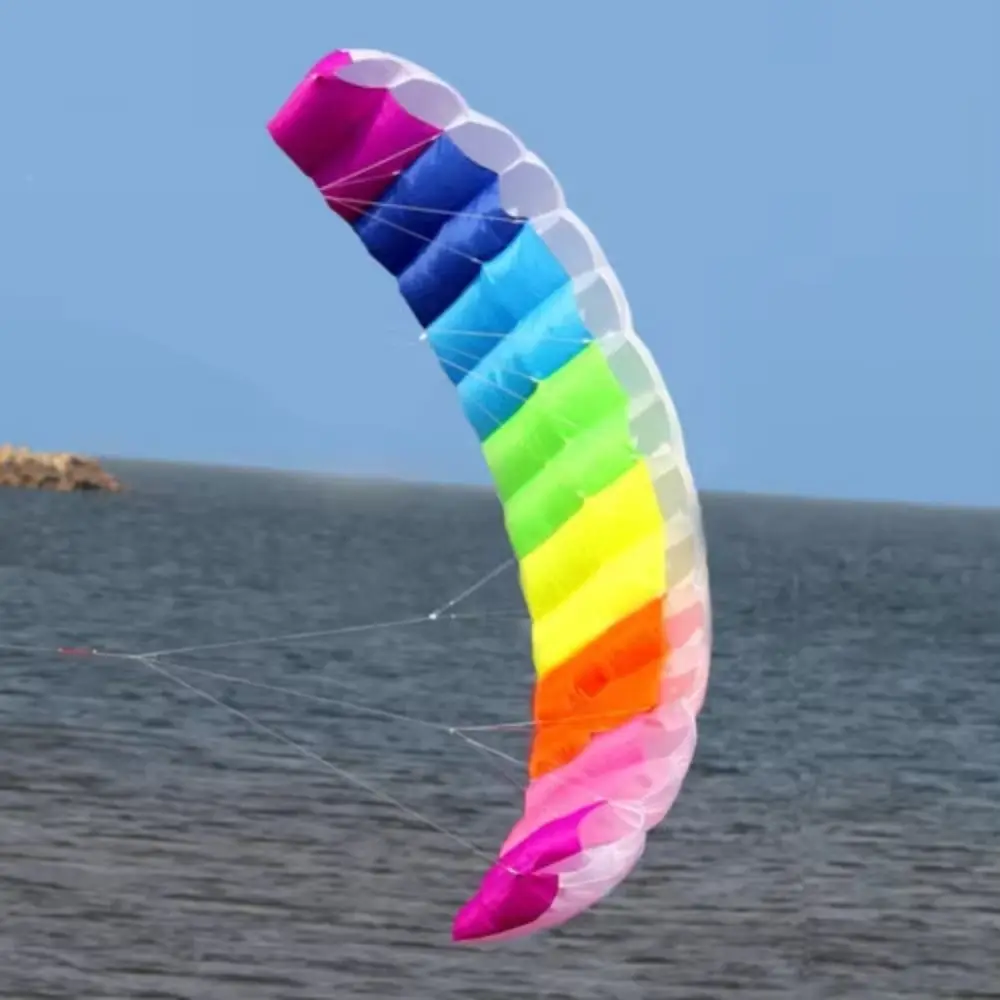 Arco-íris macio guarda-chuva pipa dupla potência dupla linha pára-quedas pipa 30 metros linha com ferramenta voadora parafoil pipa esportes ao ar livre