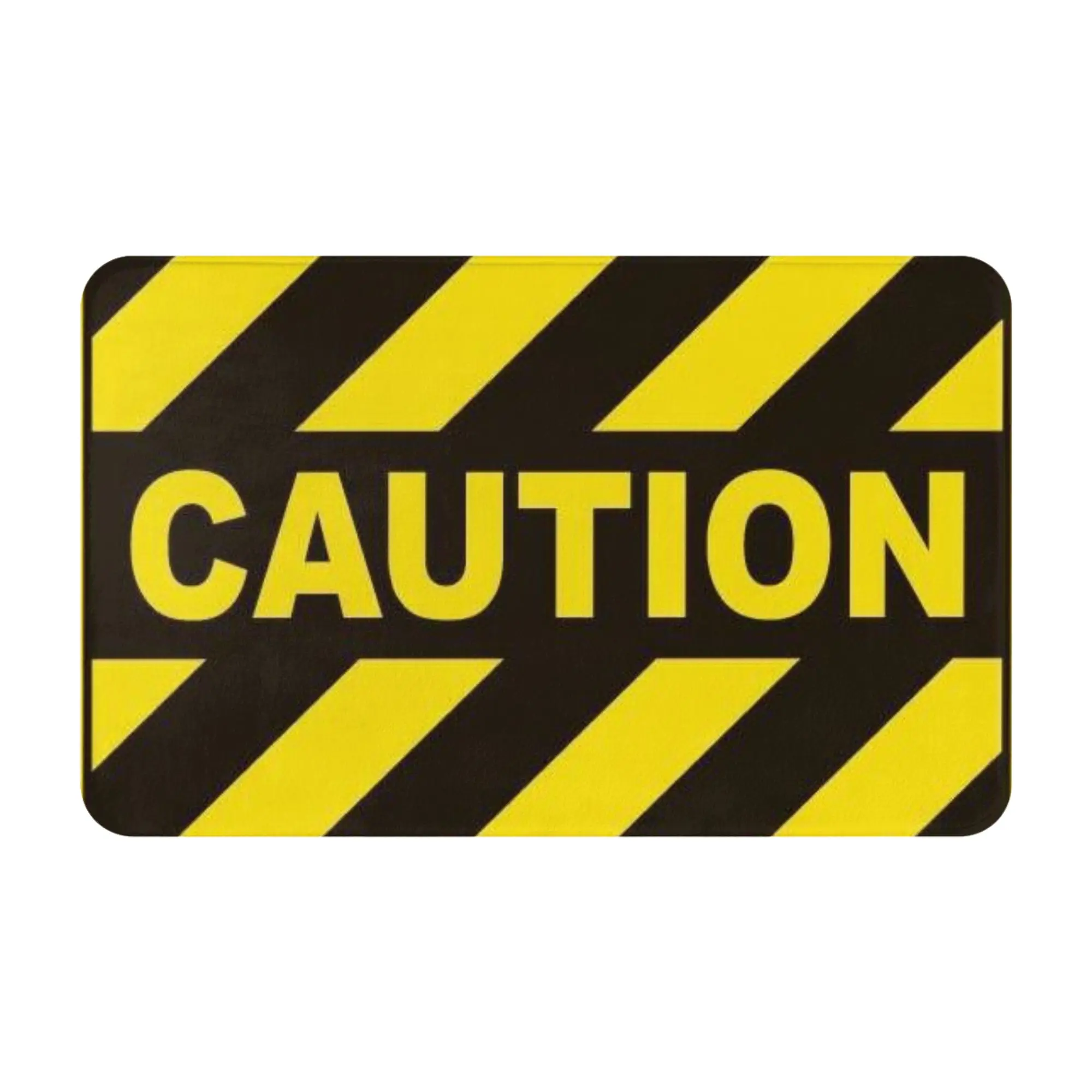 Yellow Black Caution Warning Sign Graphic Non-slip Mat Bathroom  Absorbent Doormat Home Decoration