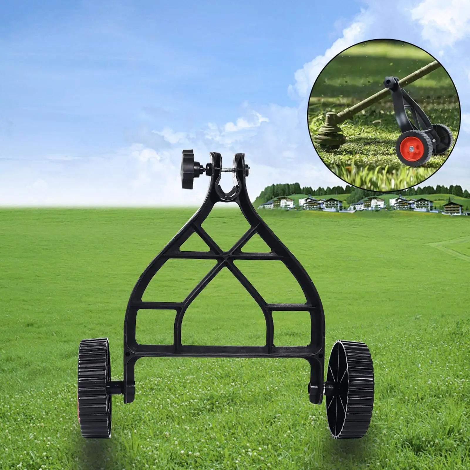 Auxiliary Wheels for Mower Lawnmower Wheel Grass Machine Wheels Brush Cutter Wheel Portable Adjustable Support Wheel String
