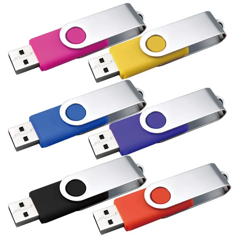 Rotate USB 2.0 Flash Drive 256GB Metal Pen drive 128gb Pendrive 64GB 32GB 16GB Memory Stick 4GB 8GB U Disk Gift Type-C Adapter