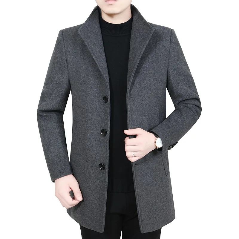 New Winter Men Fleece Wool Blends Cashmere Trench Coats Long Jackets Man Business Casual Overcoats Male Warm Long Coats Size 3XL