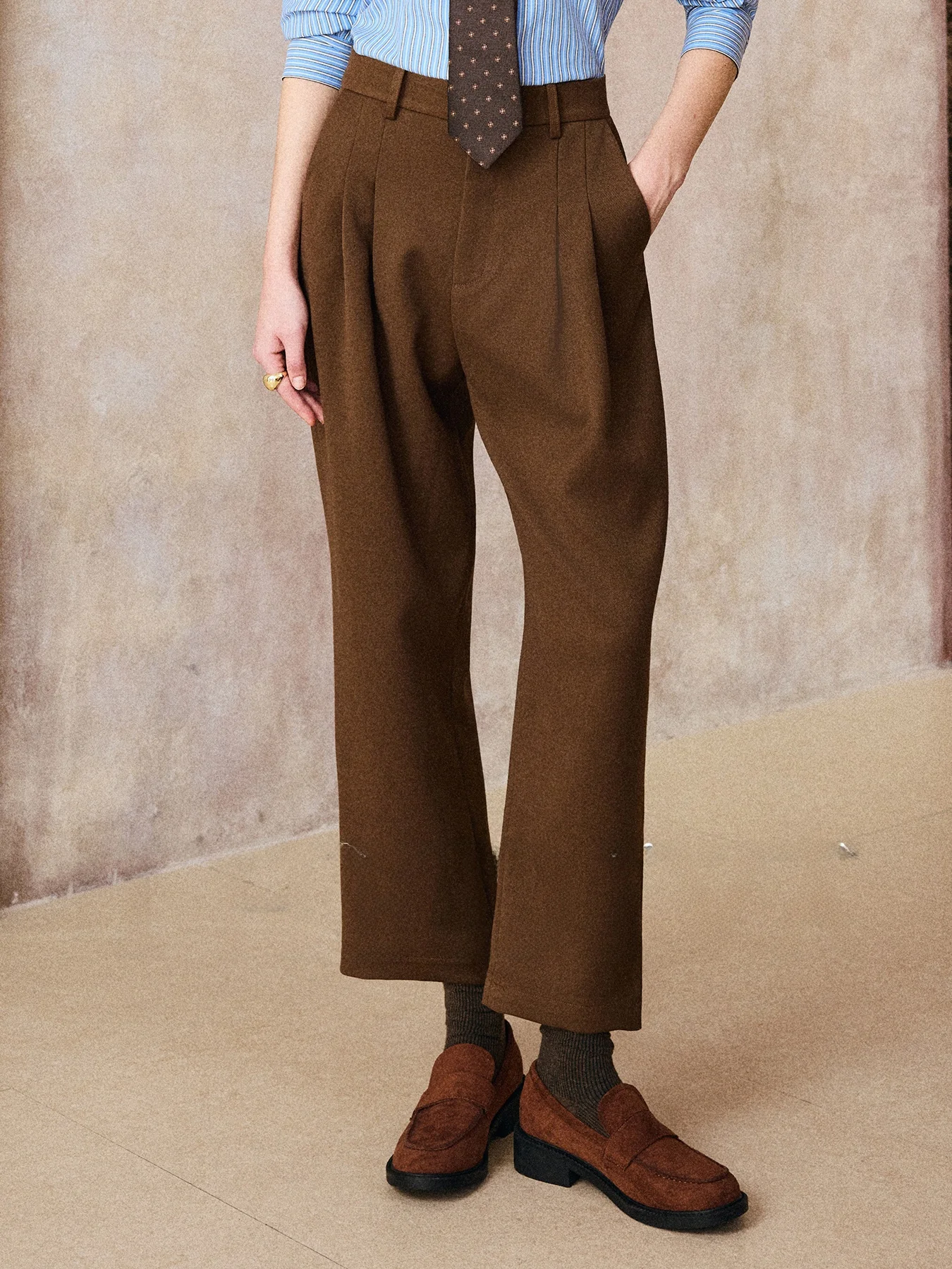 

Классические брюки-сигареты из премиальной шерсти The Diva, удобные, универсальные, для повседневной носки, с элегантной талией, из смесового полиэстера