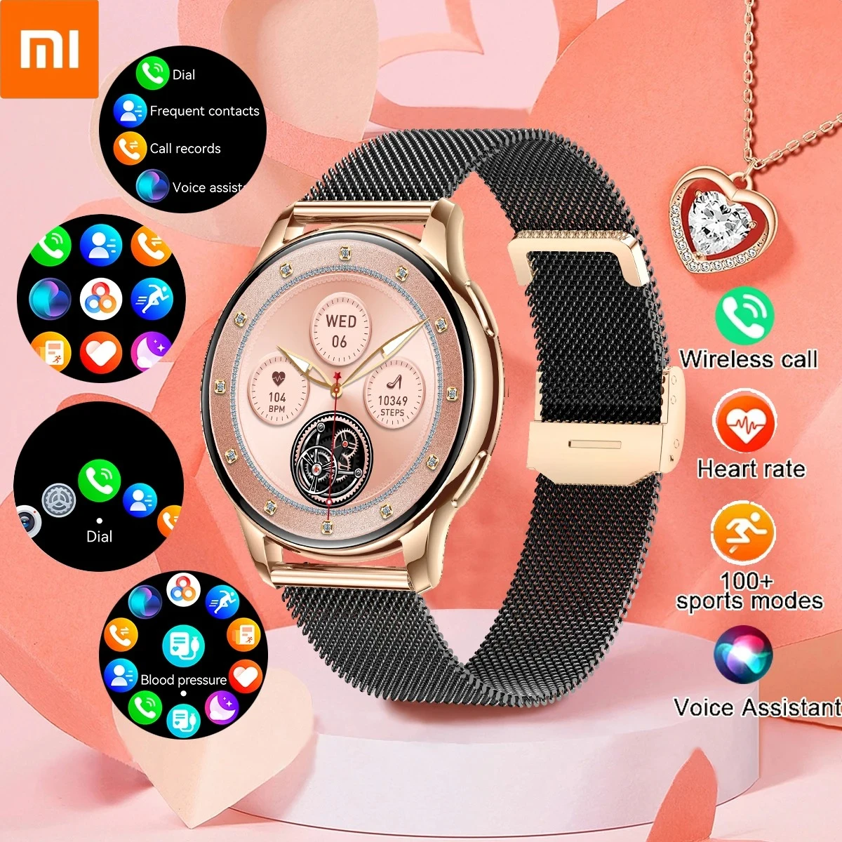 2025 Xiaomi Factory SmartWatch النساء الرجال شاشة تعمل باللمس الكامل بلوتوث 5.2 دعوة مقاوم للماء GPS الرياضة جهاز تعقب للياقة البدنية