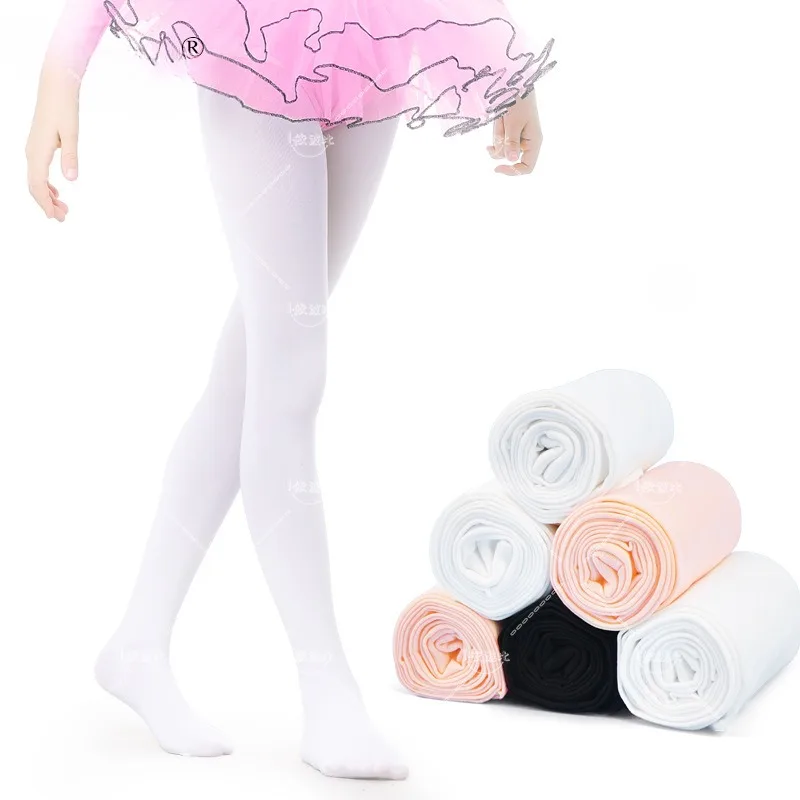 Children's dance socks, girls' spring and summer thin one-piece white long tube sports leggings, anti hook socks