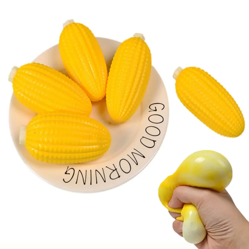 1-10PCS Stretchy Corn Squishy Toy Slow Rising TPR Fidget Stress Relief Sensory Decompression Pinch Toy for Adults Teens Gift