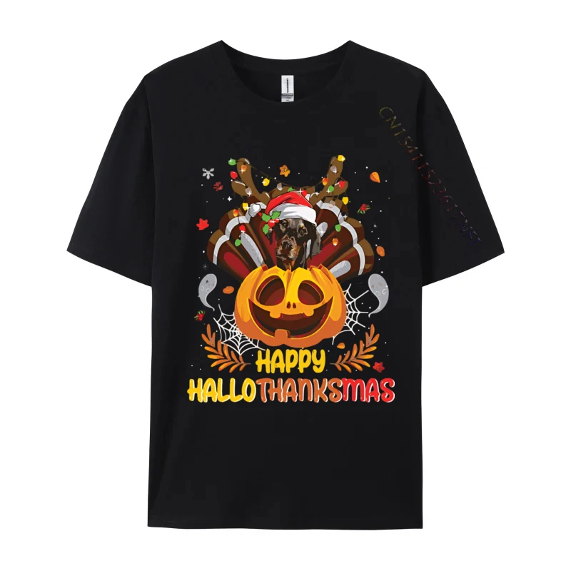 Men Plain Party Tops Tees Cotton T Shirts Japan Style Doberman Dog Happy Hallo Thanksmas Ha T-shirt Basic