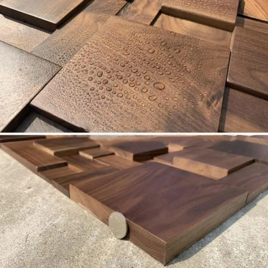 Nordic Natural Black Walnut 3D Wall Art Wood Background Decorative for Home Villa Office Decor Bedroom Wall Decor Mosaic Tile
